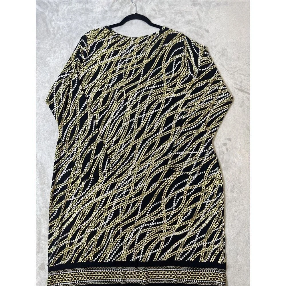 Michael Kors Chain Print Tunic Dress Black Gold Baroque Style Plus 2X